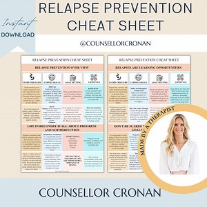 Relapse Prevention Cheat Sheet, Sobriety, Addiction, Substance Abuse Recovery Plan, Therapy Office Decor, Therapist Worksheet Tools, CBT DBT - Etsy