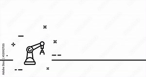 Lift a load. Hook, crane, logistics, box, transfer, heavy, delivery, weigh, move, site, cargo, goods. Technology concept. One line drawing animation. Motion design. Animated technology logo. Video 4K