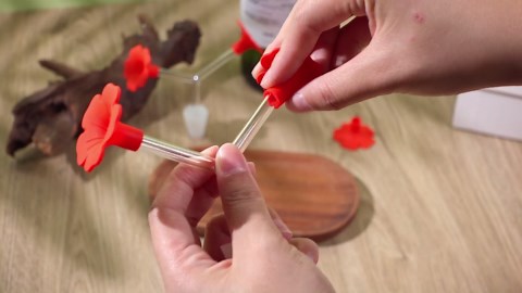 3 Packs Hummingbird Feeder Parts, Floral Hummingbird Feeder Tubes and Stoppers, Double Head Feeding Ports, Water Feeding Replacement Parts Wine Bottle Plug for Outdoor DIY Bird Food Tool