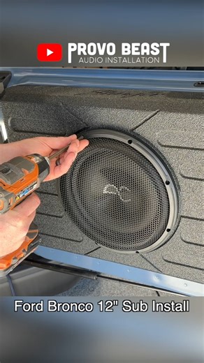 To see the full install video, click here: https://youtu.be/D_KVLTqcr2E Parts linked in the description below! If this video was helpful, consider chipping in a few bucks to support the channel: https://www.provobeast.com/donate Watch a full tutorial as a 2025 Ford Bronco Truck will have an Audio Control 12" shallow mount subwoofer installed to the swing tailgate for some much needed big bass! This video applies to Ford Bronco models for years 2021, 2022, 2023, 2024 and newer. This video also in