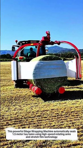 Silage Wrapping Machine 1.5M Automatically Seals Hay Bales in 45 Seconds | Farm Bale Wrapper Machine