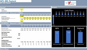 Net Present Value, Internal Rate of Return, Payback Period - Free Template