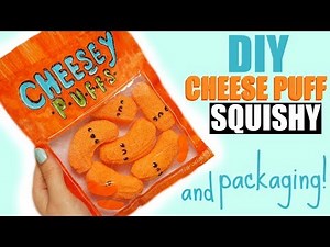DIY CHEESE PUFF SQUISHY!! WITH PACKAGING!