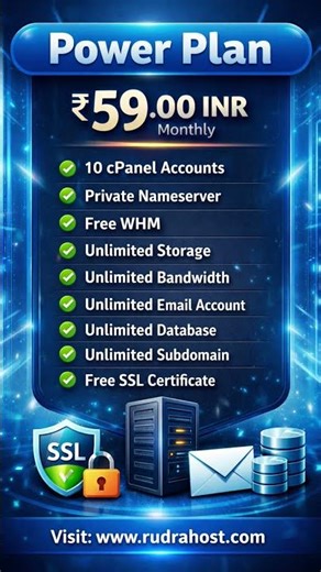 🚀 Best Cheap Hosting 2026 | ₹59 Power Plan | RudraHost