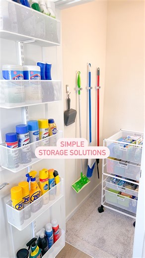 10K views · 741 reactions | Easily my favorite storage solutions for a utility closet! You can find all of these at the Container Store. #storagesolutions #closetgoals #organizing | TidycademyPro | Facebook