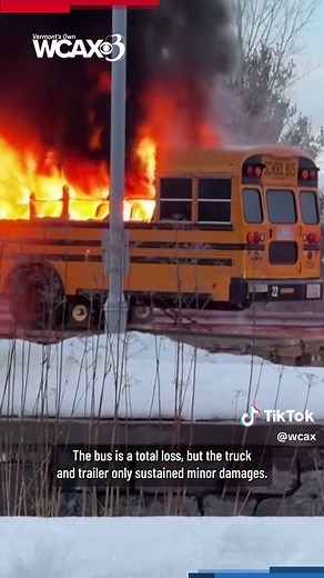 School Bus Fire at Williston Rest Stop on I-89