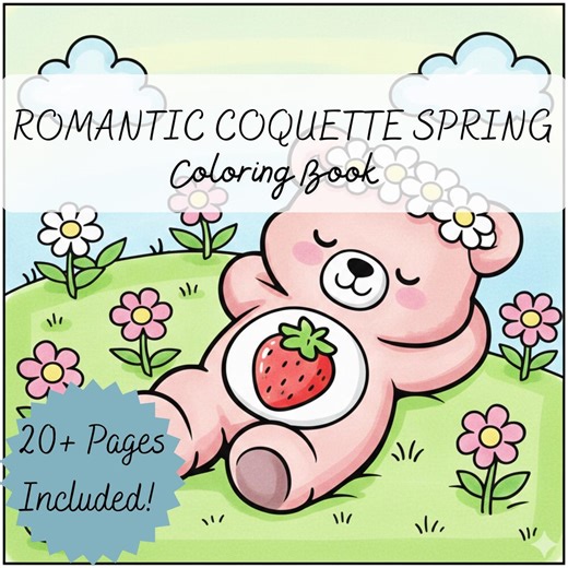Retro Bear Coloring Book for Kids & Adults, Cute Kawaii Teddy Bear Pages, Printable 21 Page PDF, Easy Bold Line Art, Cozy Gift - Etsy