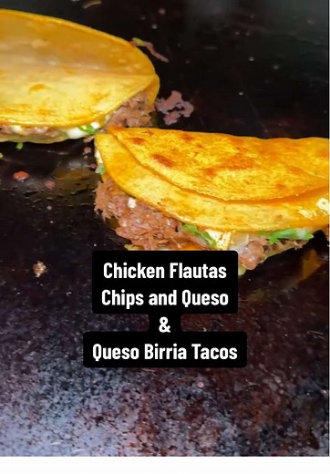 Delicious Chicken Flautas and Queso Birria Tacos