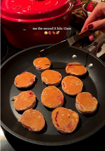 Mini Strawberry Pancakes for a Midnight Snack
