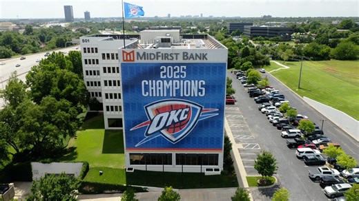 118K views · 4.3K reactions | THE CHAMPS ARE HERE  MidFirst Bank’s new Thunder banner just dropped  | Oklahoma City Thunder | Facebook