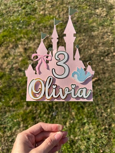 Personalized Princess Castle Cake Topper:cardstock Party Decor - Etsy
