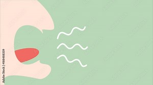 close up of open smelly mouth for bad breath or burp - dental cartoon 2d animation in 4K