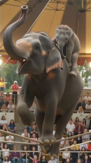 Elephant & Baby on the High Wire – Rope | Circus Show