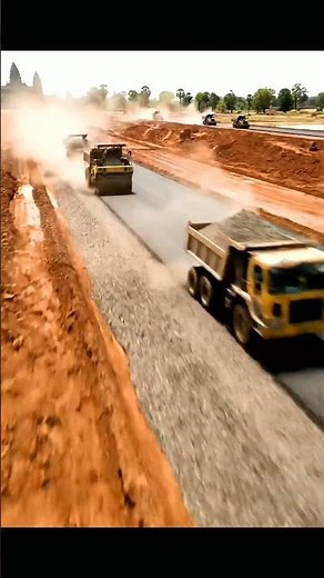 Massive Road Construction Project: Heavy Machinery in Action! 🚧