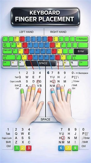 😨"बिना KEYBOARD ⌨️ देखे टाइप करना सीखें: इस चार्ट से समझें फिंगर प्लेसमेंट का असली जादू!"💢 #computer