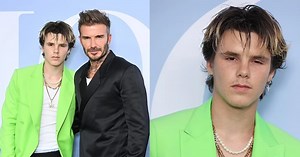 David Beckham và con trai nổi bật khi đi xem buổi diễn thời trang