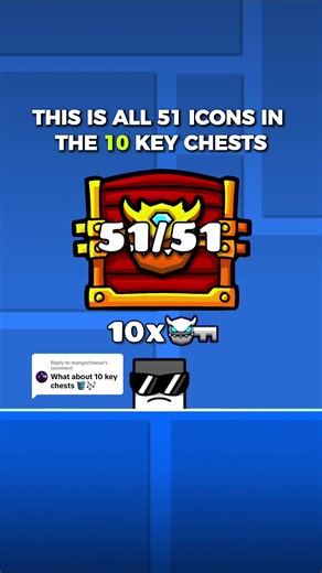 All 51 Icons Unlocked in 10 Key Chest | Geometry Dash