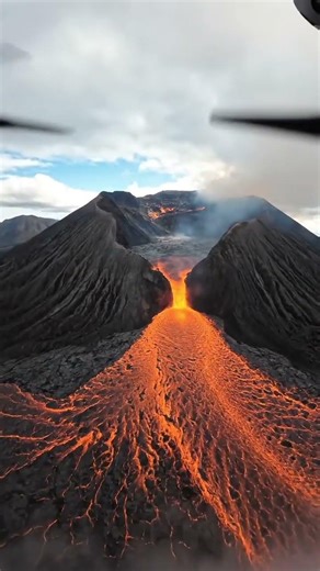 Volcano Lava Flow Seen From Above 😳🌋