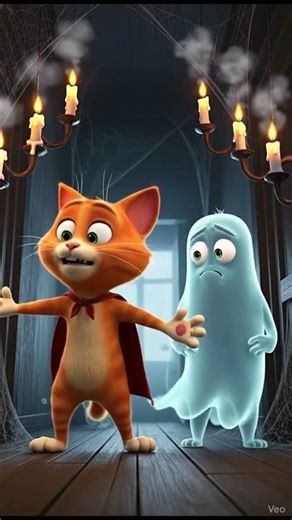 cat fights with ghost