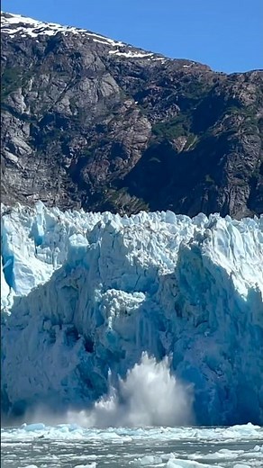 🧊 Stunning South Sawyer Glacier Calving in Alaska | Sounds of Ice Breaking #shorts #travel #alaska