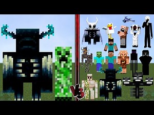 Epic Minecraft Mob Battle: WARDEN + CREEPER vs ALL MOBS