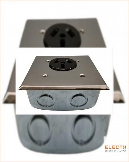Eagle Range Outlet w/ Plate and Metal Box 50A 250V Range Outlet with Stainless Plate with Square Box