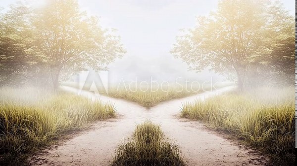 Forest path split into two directions