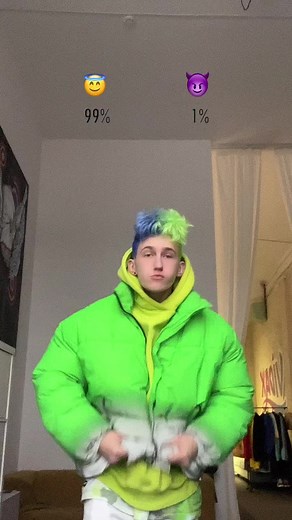Bright Green Puffer Jacket Style and Playful Gestures