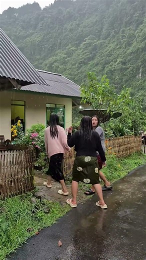 Walking Home in the Rain with THIS View 🌧️🌿 #Shorts