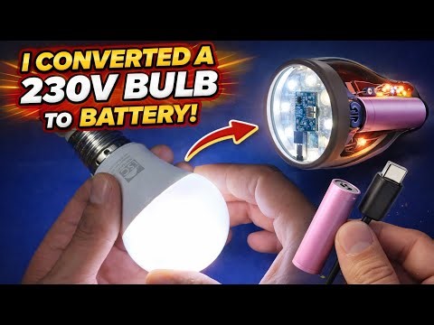 I Converted a 230V Light Bulb to Run on a Battery! (Full DIY Guide)