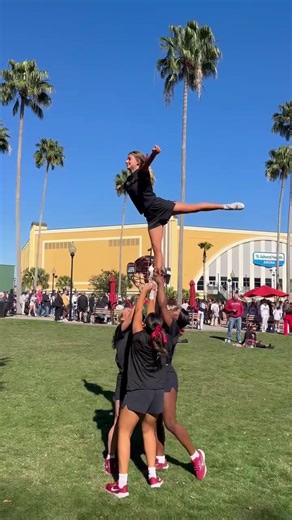 Cant wait to hit all my stunts and pyramids and throw my tumbling today ❤️