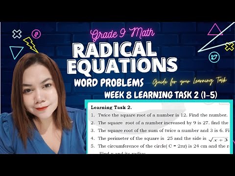 RADICAL EQUATIONS | WORD PROBLEMS | LEARNING TASK 2