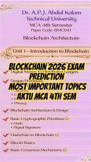 Blockchain Important Topics 2026 | AKTU MCA | 70% Paper Guaranteed 💯