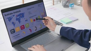 Asia woman expert people AI deep tech talent working on project predict sales insight SEO graph chart plan visual big data science report center BI smart tools screen. Office worker asian analyst job.