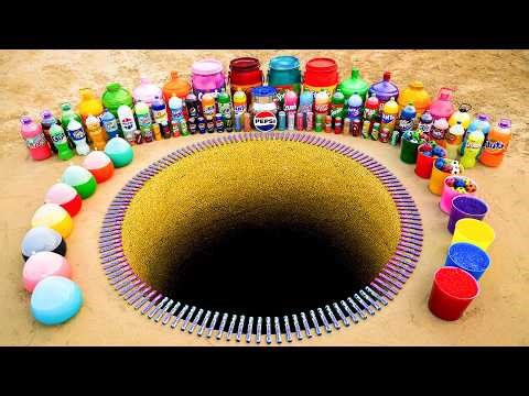 EXPERIMENT: Giant Balloons from Toothpaste Eruption with Big Coca Cola, Pepsi, Mtn Dew vs Mentos