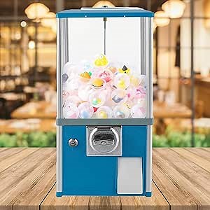 Gumball Machine, Candy Vending Machine Dispenser, Commercial Gumball Machine, Toy Capsule, Vending Machine, Dispenser Prize Machine, Candy Machine Dispenser for Toy Capsules Bouncy Balls,Blue