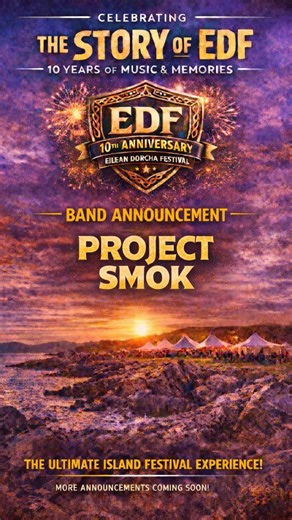 🔥 EDF2026 – BAND ANNOUNCEMENT 🔥 By popular demand, we are buzzing to welcome Project SMOK back to EDF2026! After absolutely blowing the roof off EDF in 2024, the indie-trad trio return to rock the Main Stage once again as part of our 10th Anniversary celebrations 🎉 Made up of Ali Levack, Ewan Baird and Pablo Lafuente, Project SMOK have built a reputation for pushing boundaries and tearing up expectations blending traditional Scottish and Irish music with bold, contemporary influences to creat