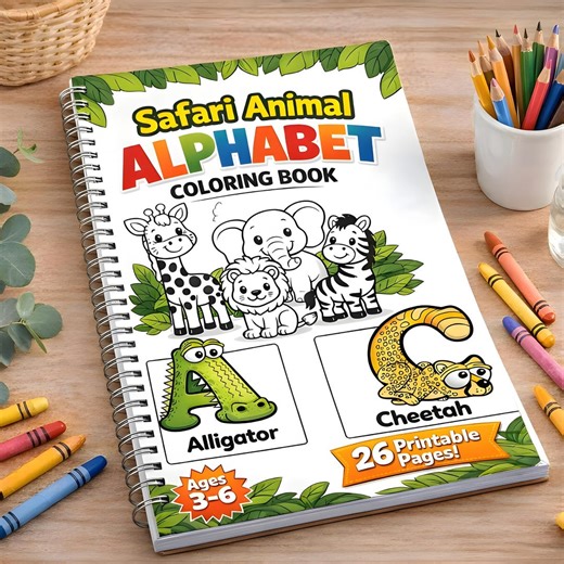 Safari Animal Alphabet Coloring Pages for Preschoolers (ages 3-6) (digital Download) - Etsy UK