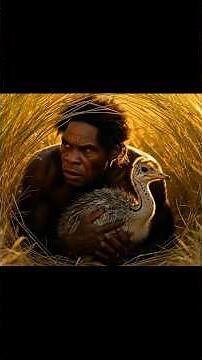Primitive Man Rescues Baby Ostrich — Heartbreaking Reunion or Danger? #prehistoric #stoneage #movie