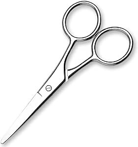 FEITA Portable Nose Hair Round Tip Scissors, Men's grooming Scissor All Purpose Facial safety Metal Scissors Beauty for Woman Eyebrow, Lash, Mustache, Nail, Manicure