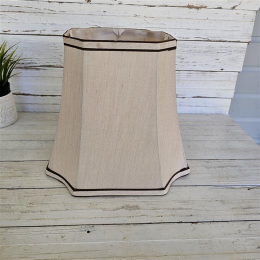 Vintage Beige Hexagon Shaped Bell Lampshade With a Brown Trim - Etsy