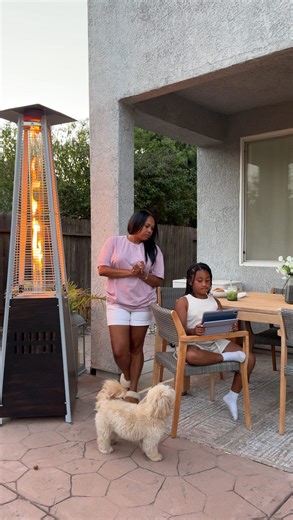 ✨ Adding a little glow to our backyard ✨ This Fire Sense Pyramid Flame Patio Heater from @patioheatandshade instantly makes our space feel warm and inviting. Not only does it look stunning at night, but it keeps us cozy so we can enjoy outdoor entertaining all year long. Perfect for family nights, girls’ nights, or just sitting outside with a glass of wine after a long day. 🍷🌙 They also have the best price guarantee and expert help if you’re not sure what heater is right for your space. Linked