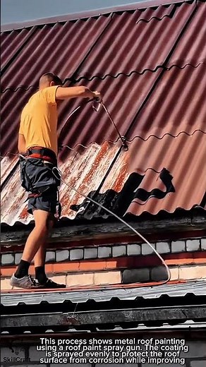 Roof Painting Work Tool Using Roof Paint Spray Gun #worktool