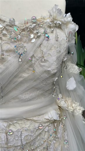 I made a fairy wedding dress 👀🧚 #fantasyfashion #thriftflip #weddingdress #ballgown