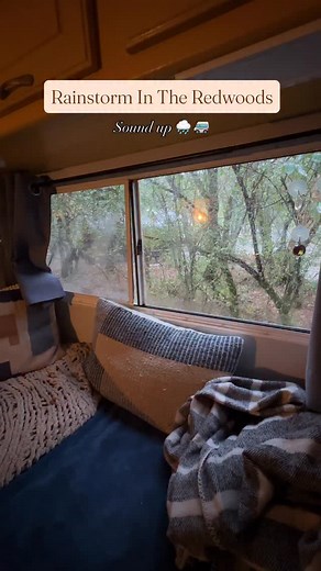 Another cozy California rainstorm spent at home in our tiny home on wheels 🌧️ 🚐 Follow @beerving_america 💛🚐 #rainstorm #rain #asmr #asmrsounds #rvlife #vanlife | Beerving America