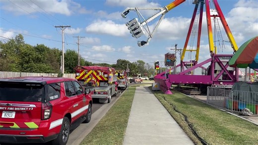 💦 Ever wondered how the “Freak Out” ride at the Rose Hill Fall Festival stays planted while it swings riders high into the air? Here’s the secret: it’s held down by ballast tanks filled with water! 💪 This afternoon, firefighters took Tender 31 and Tender 32 down to the carnival area on School Street and filled those tanks with about 3,700 gallons of water — that’s roughly 31,000 pounds of weight keeping the ride firmly on the ground. Now you know! 🎡🚒 (Video below 👇) | Butler County Fire Dis