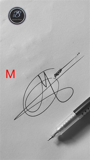 M Letter Stylish Signature Design | Cursive signature