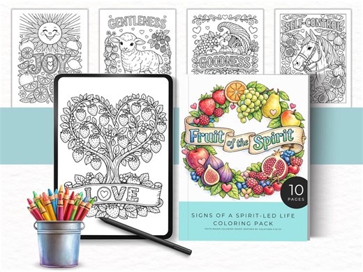 Fruit of the Spirit Coloring Book, Signs of a Spirit Led Life, Galatians 5, Scripture Inspired Activity for Christian Women, Intermediate - Etsy