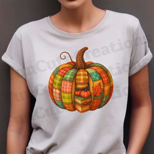 Patchwork Book Pumpkin PNG, Fall Book Pumpkin PNG, Patchwork Pumpkin Shirt, Fall Reading PNG, Autumn Book Lover Clipart, Cozy Fall Decor - Etsy