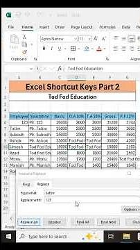 Excel Common Shortcut Keys Part 2 You Should Know #excel #exceltips #exceltricks